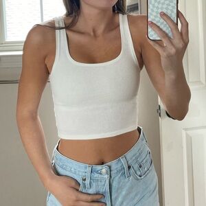 SKIMS Cream Ribbed Cropped Tank